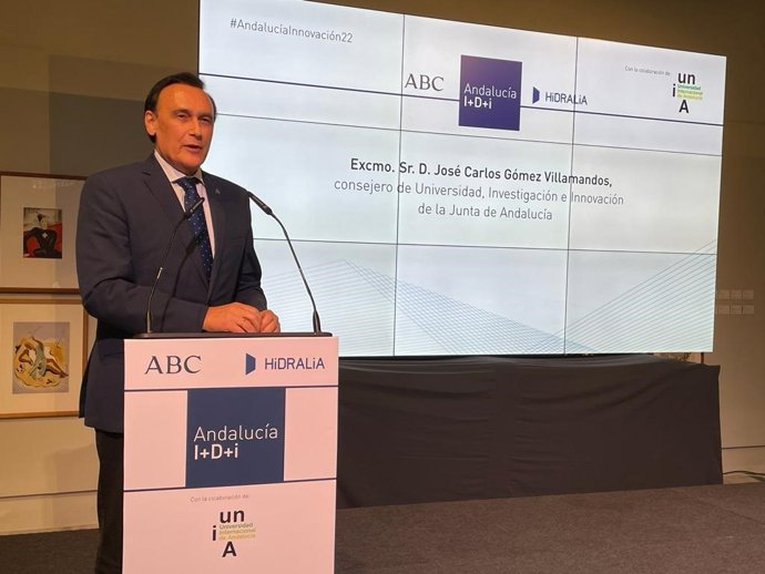 El consejero de Universidad, Investigación e Innovación, José Carlos Gómez Villamandos, en la presentación de la publicación especial en materia de I+D+I del diario ABC.