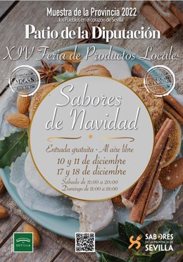 Cartel de la Feria de Productos Locales 'Sabores de Navidad' que se celebra en el patio de la Diputación.