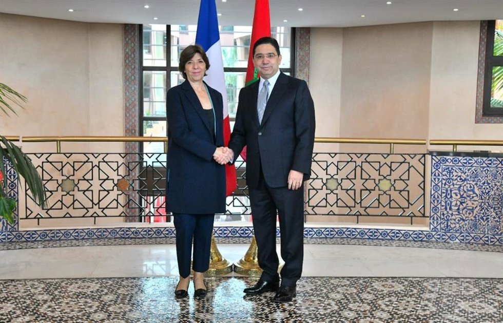 La ministra de Exteriores de Francia, Catherine Colonna, y el ministro de Exteriores de Marruecos, Nasser Burita, reunidos en Rabat