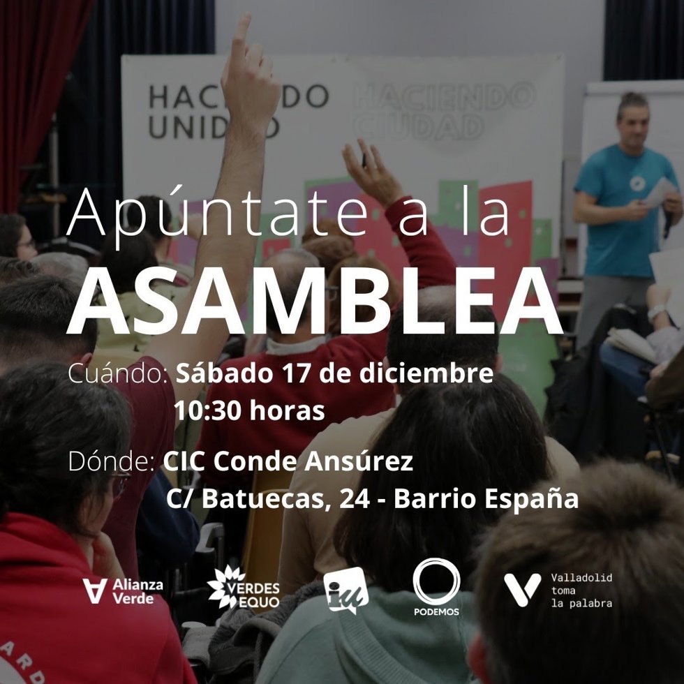 Cartel de la Asamblea que celebran las fuerzas de izquierdas de Valladolid este sábado.