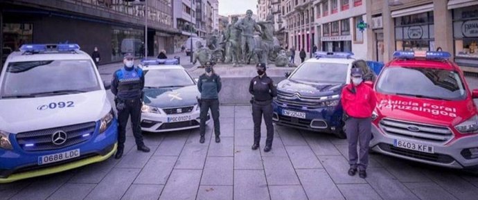 Agentes de la Policía Municipal de Pamplona, Guardia Civil, Policía Nacional y Policía Foral