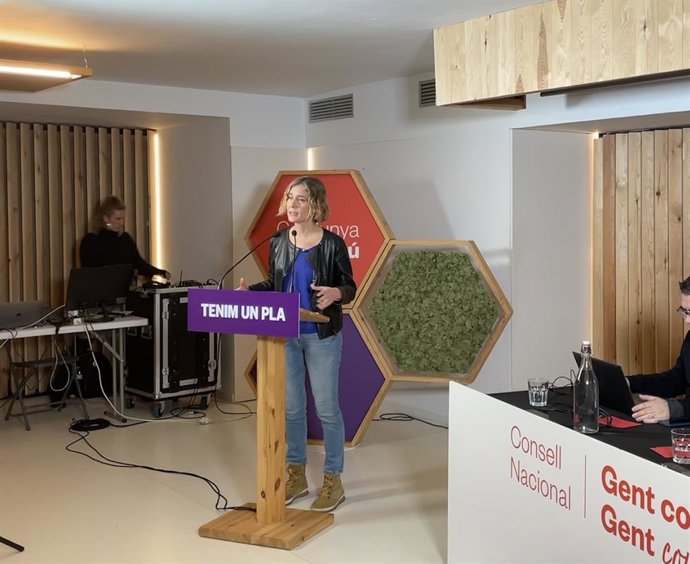 Jéssica Albiach en el Consell Nacional de Catalunya En Comú a Barcelona aquest dissabte