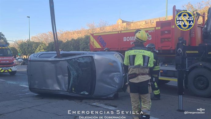 Accidente registrado en la Ronda del Tamarguillo.