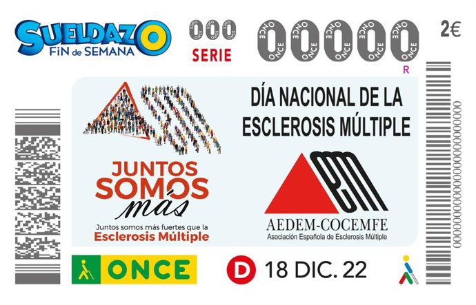 El cupón de la ONCE del domingo homenageará a familiares y pacientes con esclerosis múltiple
