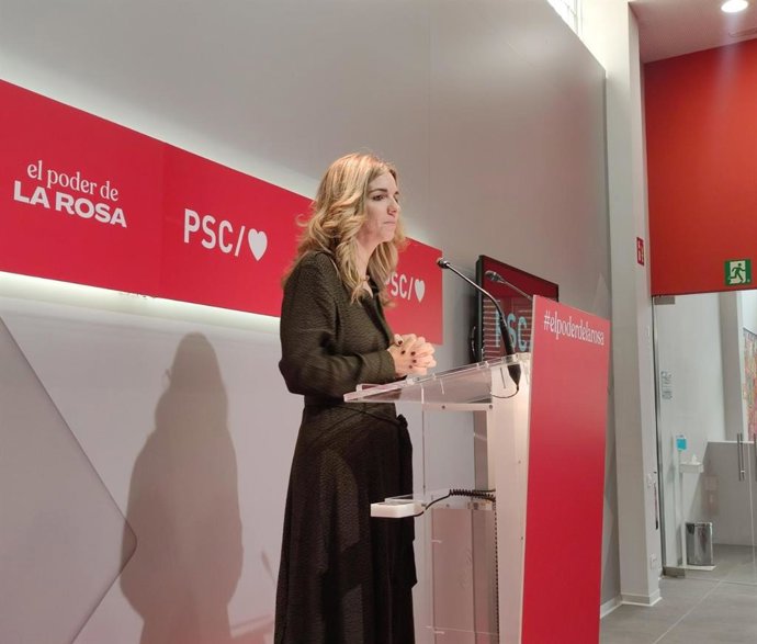 La portavoz del PSC, Elia Tortolero, en rueda de prensa