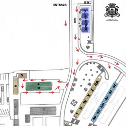 Plano del cementario de Las Manchas en el que se indican las zonas que se abrirán a partir de mañana martes, 20 de diciembre