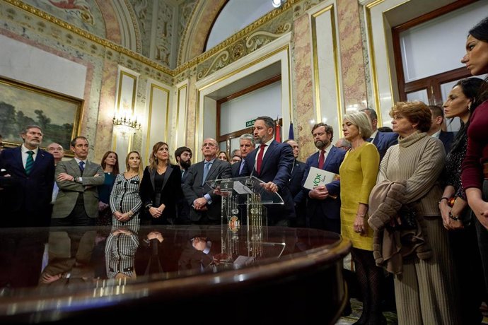 El líder de Vox, Santiago Abascal, el pasado jueves en el Congreso de los Diputados