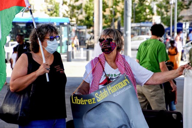Protesta por la liberación del abogado francopalestino Salá Hamuri