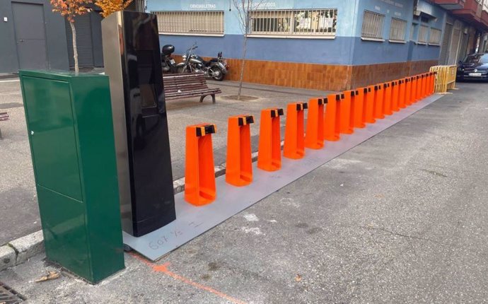 Punto de préstamo de bicicletas en Valladolid.