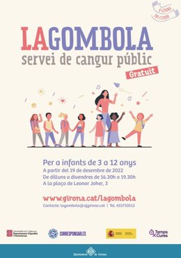 Cartel del servicio de canguro público 'La Gombola', del Ayuntamiento de Girona