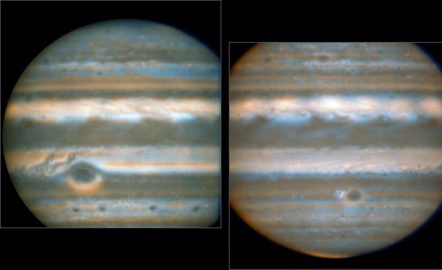 Archivo - Estas imágenes infrarrojas de Júpiter con color añadido fueron obtenidas por el Very Large Telescope del Observatorio Europeo Austral en 2016 y contribuyeron al nuevo estudio.