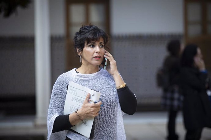 La portavoz del Grupo Mixto-Adelante Andalucía, Teresa Rodríguez, en una foto de archivo en el Parlamento andaluz.