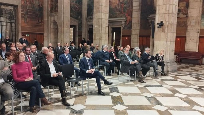 El presidente de la Generalitat, Pere Aragons, en la clausura del Año Ramon Trias Fargas.