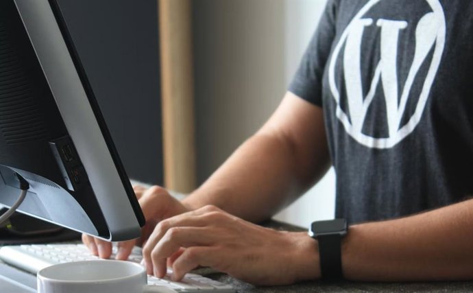 Un usuario utilizando WordPress