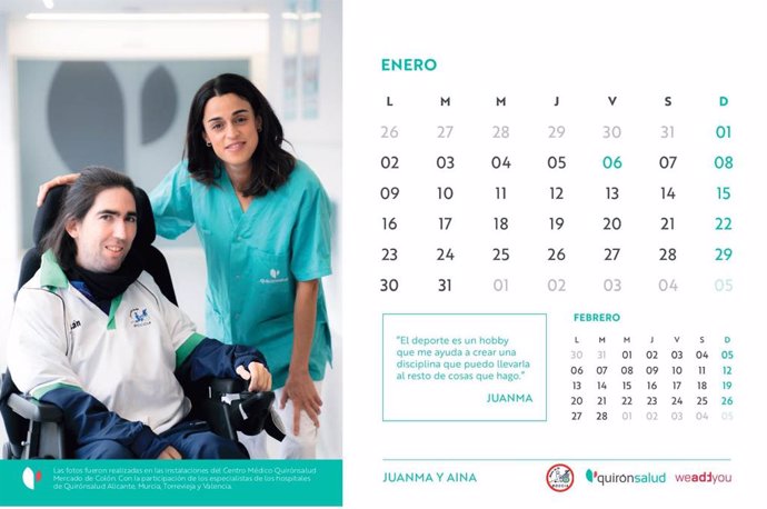 Calendario solidario 2023 realizado por Quirónsalud y el Club Amics de la Boccia