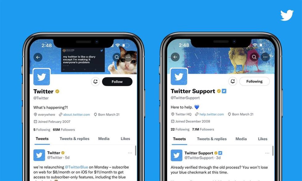 Twitter Blue presenta la versión para empresas con la insignia 'afiliado'.