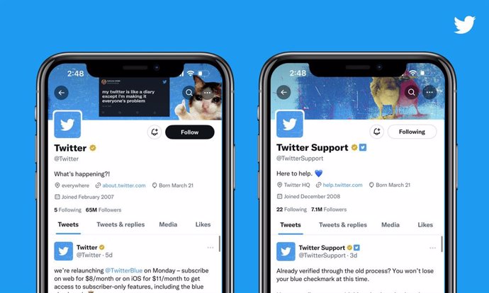 Twitter Blue presenta la versión para empresas con la insignia 'afiliado'.