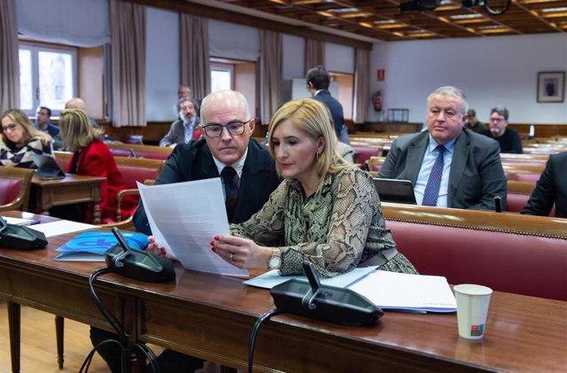 Dos senadores del PP durante la Comisión de Justicia, en el Senado, a 20 de diciembre de 2022, en Madrid (España). 