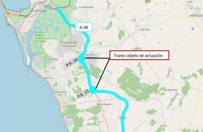 Tramo de obras en Chiclana adjudicadas por el Ministerio de Transporte