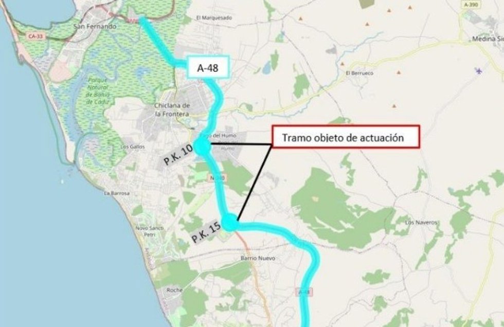 Tramo de obras en Chiclana adjudicadas por el Ministerio de Transporte