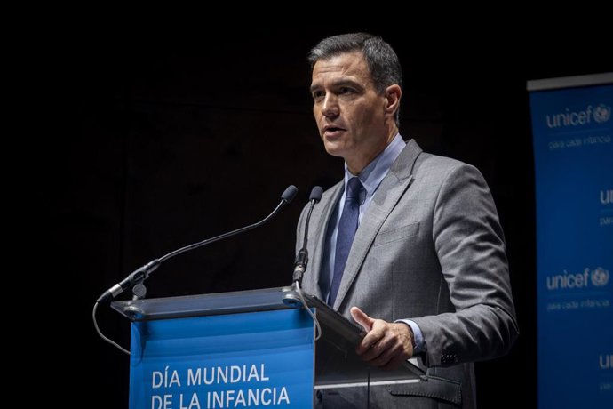 El presidente del Gobierno, Pedro Sánchez, en un acto organizado por UNICEF España.