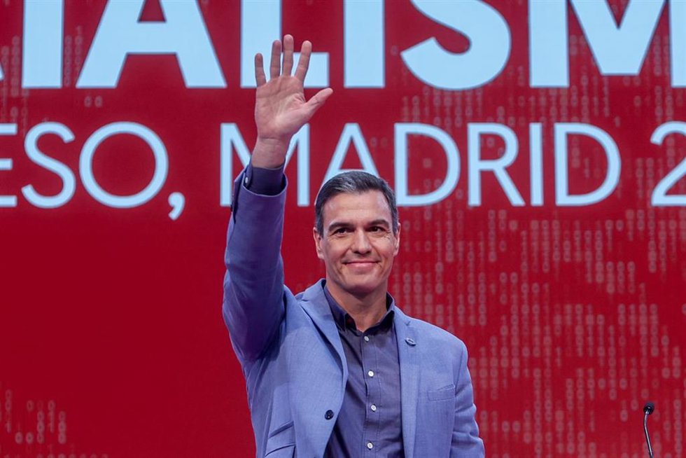 El presidente del Gobierno, Pedro Sánchez,tras ser elegiudo presidente de la IS