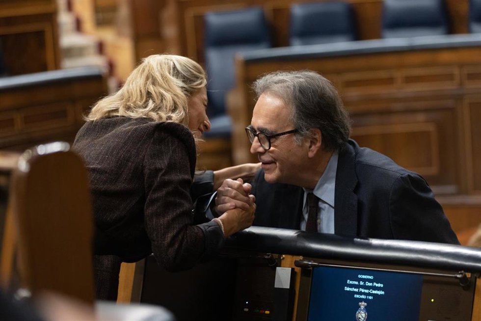 La vicepresidenta segunda y ministra de Trabajo y Economía Social, Yolanda Díaz y el ministro de Universidades, Joan Subirats,