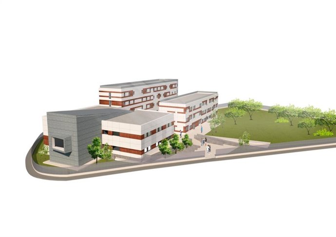 Infografía del futuro complejo residencial juvenil Luis Buñuel de Teruel, donde el Gobierno de Aragón invertirá 11,2 millones de euros.