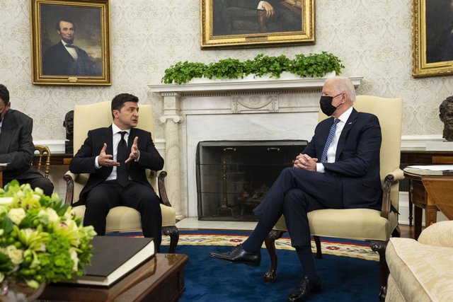 Archivo - Reunió entre el president dels EUA, Joe Biden, i el seu homòleg ucraïnès, Volodímir Zelenski