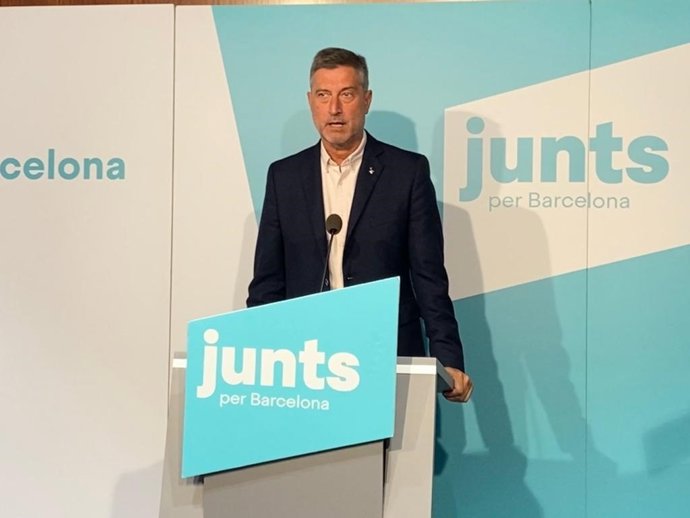 Archivo - El portavoz de Junts en el Ayuntamiento de Barcelona, Jordi Martí, en rueda de prensa. Archivo.
