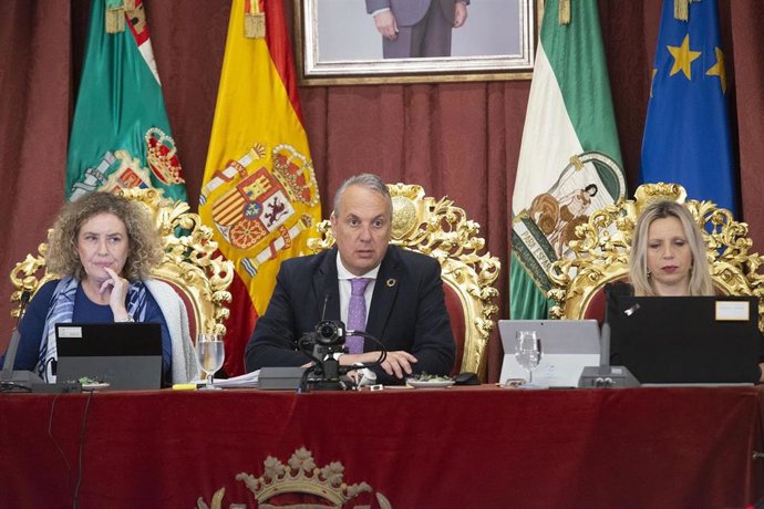 El presidente de la Diputación de Cádiz, Juan Carlos Ruiz Boix, en un pleno provincial