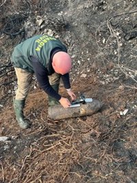 Localizada una bomba de la Guerra Civil en una pista forestal de Cangas de Onís
