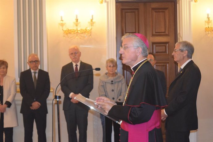 L'arquebisbe d'Urgell i copríncep episcopal d'Andorra, Joan-Enric Vives, durant el seu discurs 