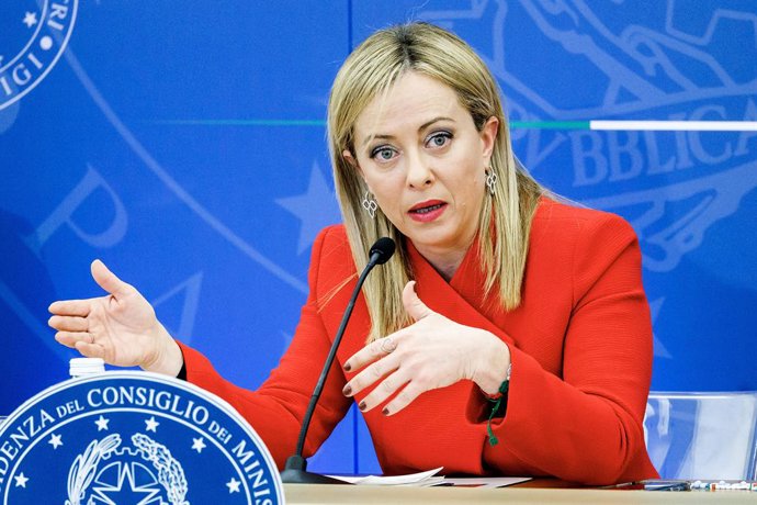 22 November 2022, Italy, Rome: Italian Prime Minister Giorgia Meloni holds a press conference to present the 2023 budget. Photo: Roberto Monaldo/LaPresse via ZUMA Press/dpa