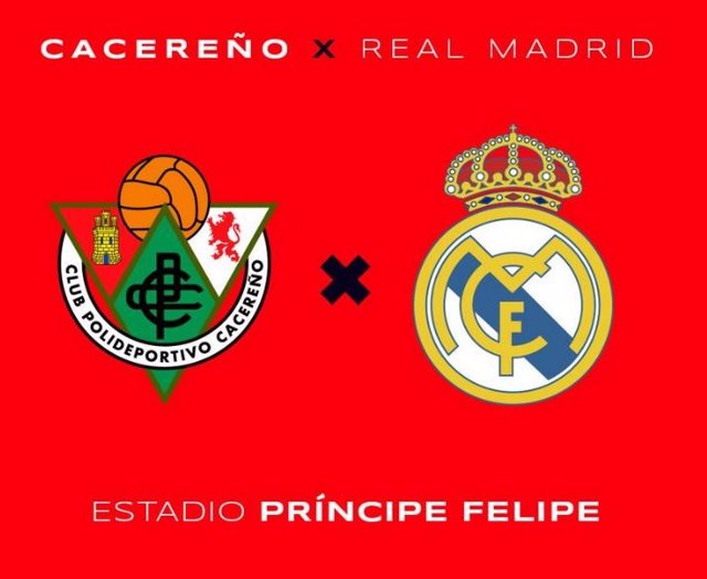 Cartel del partido CP Cacereño- Real Madrid