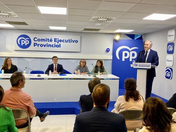 El presidente del PP Aragón, Jorge Azcón, en el Comité Ejecutivo Provincial