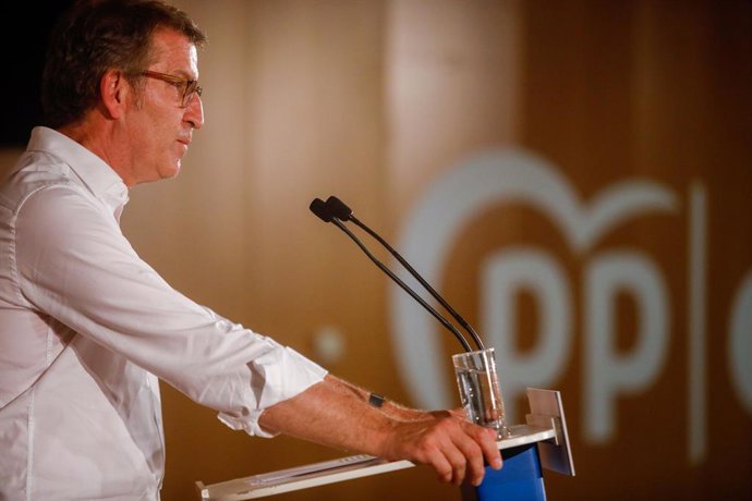 Archivo - Arxivo - El president del Partit Popular (PP), Alberto Núñez Feijóo, intervé durant el XIV congrés del Partit Popular catal, a 23 de juliol de 2022, a Barcelona, Catalunya (Espanya).