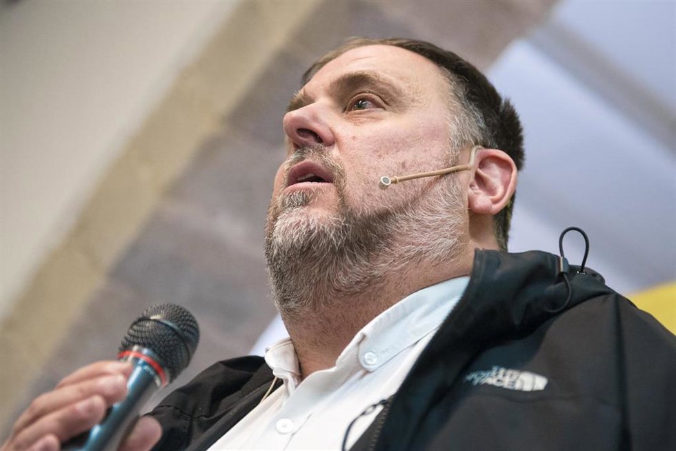 El presidente de ERC, Oriol Junqueras, durante el acto Prou Repressió celebrado por Esquerra Republicana de Catalunya (ERC), a 29 de noviembre de 2022, en Girona, Catalunya (España).