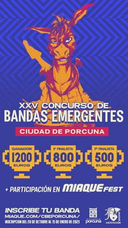 Cartel del XXV Concurso de Bandas Emergentes Ciudad de Porcuna.