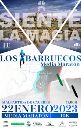 Cartel anunciador de la XI Media Maratón 'Los Barruecos'.