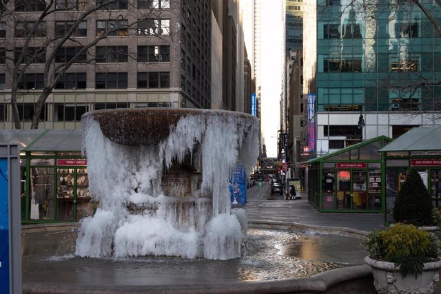 Una fuente helada en Nueva York