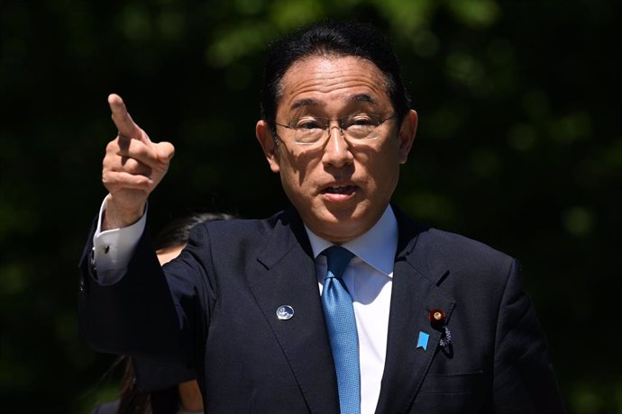 Archivo - FILED - 26 June 2022, Bavaria, Elmau: Fumio Kishida, Prime Minister of Japan, speaks during a press conference at Schloss Elmau. Photo: Peter Kneffel/dpa