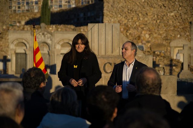 La presidenta de Junts, Laura Borràs, i el secretari general del partit, Jordi Turull