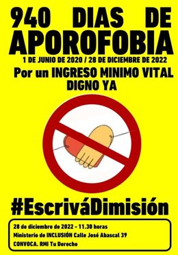 La ONG RMI Tu derecho convoca una concentración ante Inclusión