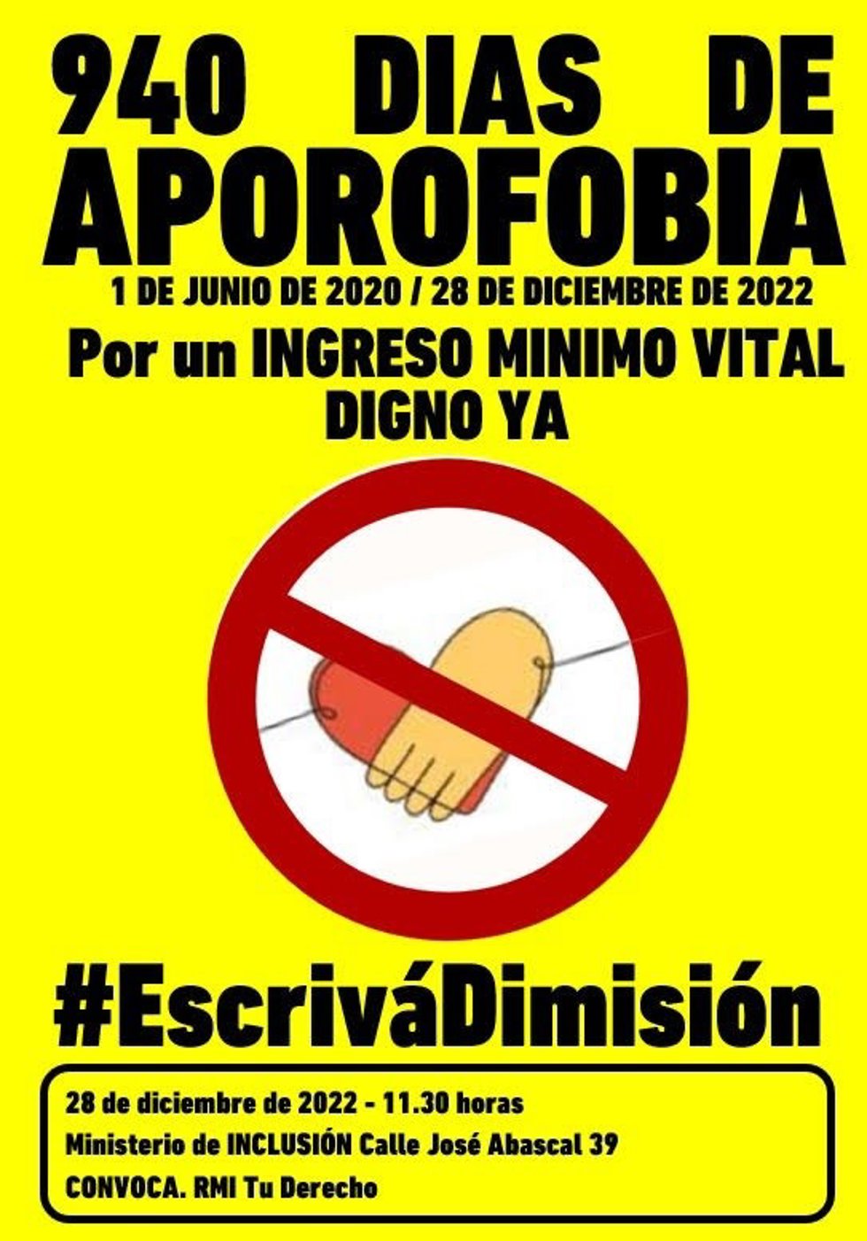 La ONG RMI Tu derecho convoca una concentración ante Inclusión