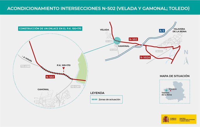 El Gobierno licita por 6,8 millones las obras de un enlace entre Velada y Gamonal con la N-502