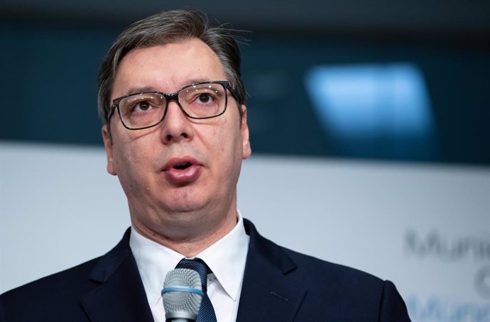 Archivo - FILED - 14 February 2020, Bavaria, Munich: Serbian President Aleksandar Vucic speaks during the 56th Munich Security Conference. Photo: Sven Hoppe/dpa