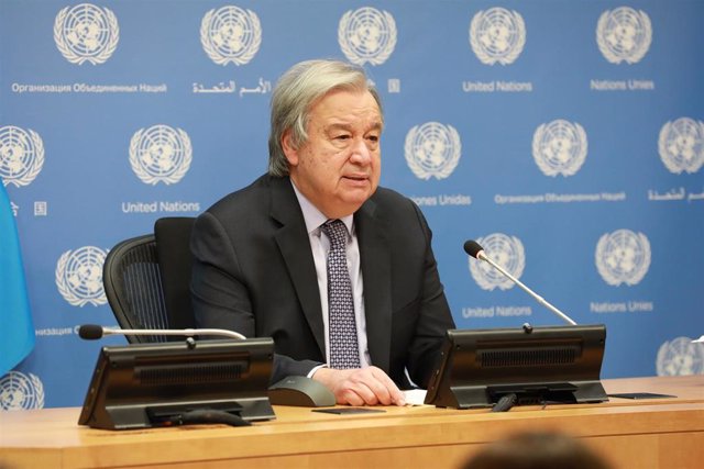 El secretario general de Naciones Unidas, António Guterres, en la conferencia de final de año en la sede de la ONU en Nueva York