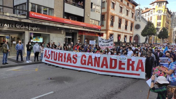 Archivo - Manifestación convocada por Asturias Ganadera en Oviedo en una imagen de archivo.