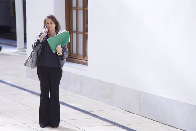 La consejera de Salud y Consumo de la Junta de Andalucía, Catalina García, durante la primera jornada del Pleno del Parlamento andaluz en el Parlamento de Andalucía, a 14 de diciembre de 2022 en Sevilla (Andalucía, España). En la sexta sesión del Pleno, d